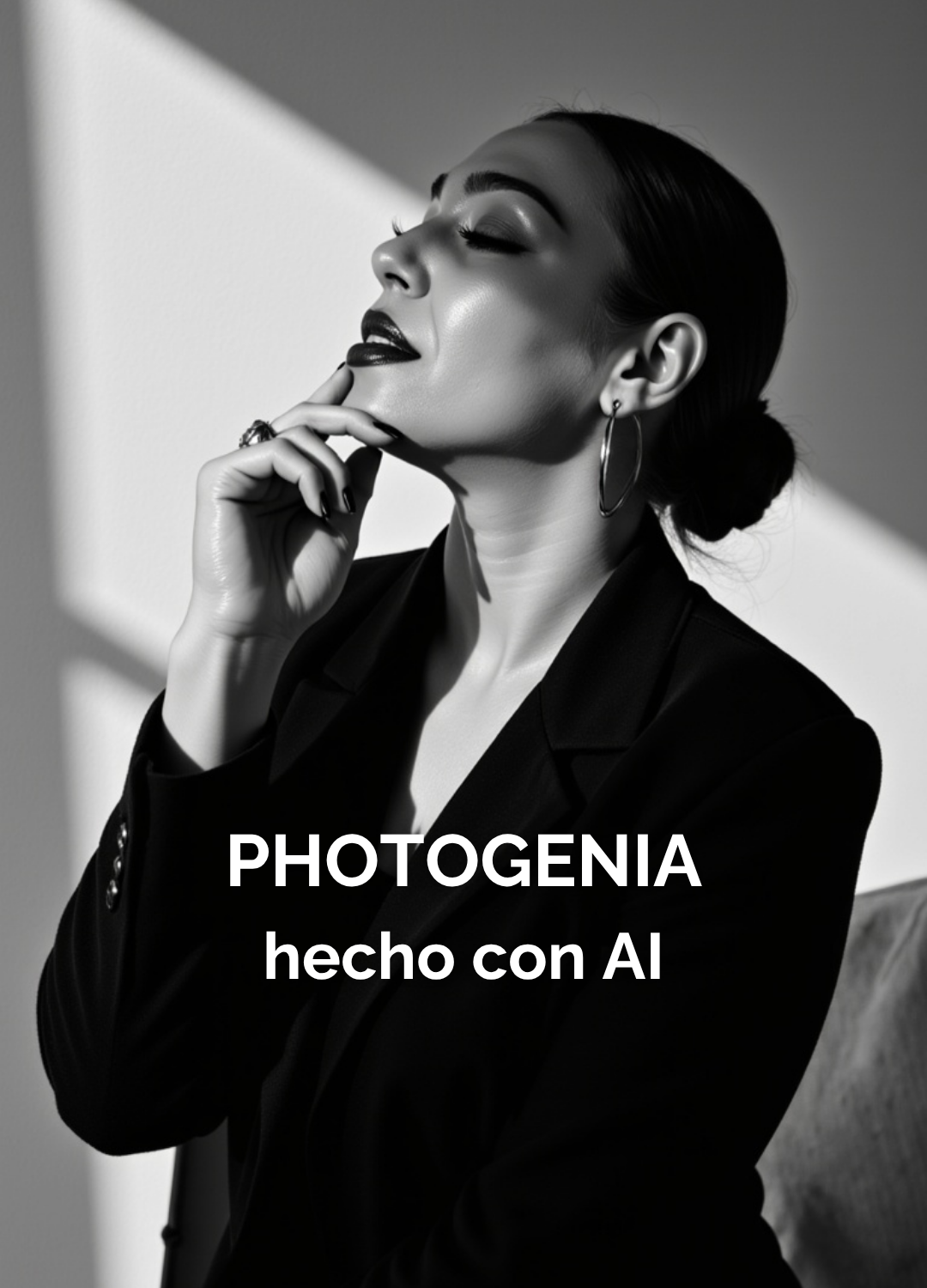 Retrato elegante en blanco y negro de mujer, IA