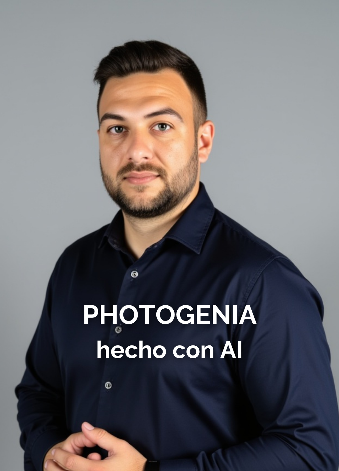 Retrato profesional masculino con camisa azul, generado por IA