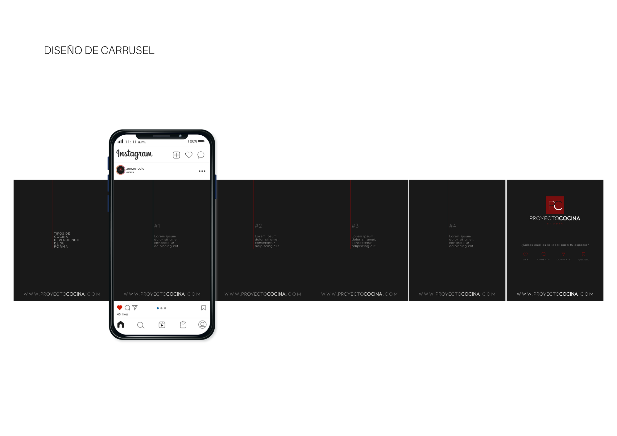 Interfaz de Instagram con diseño en tonos neutros