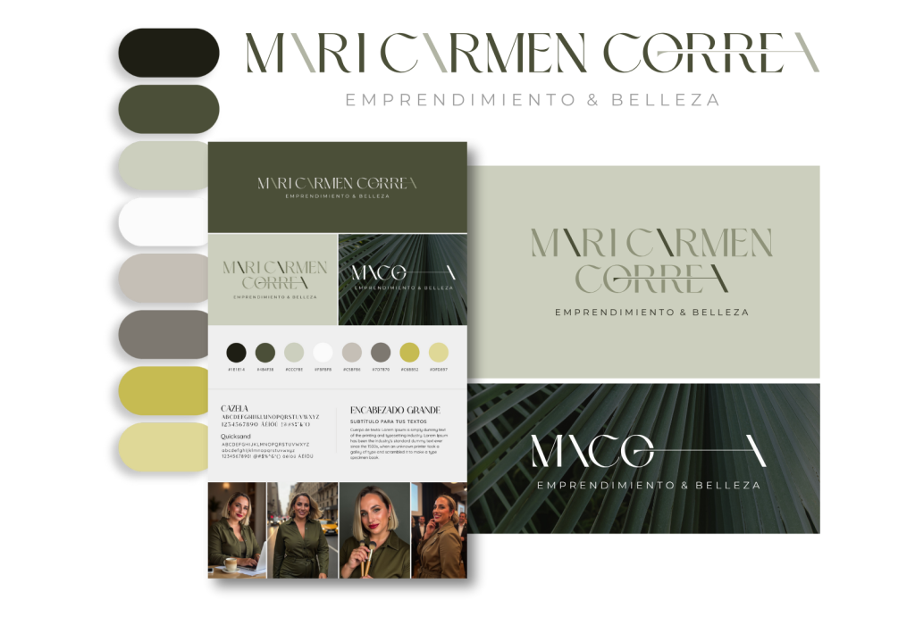 Paleta de marca de María Carmen Correa y tipografía