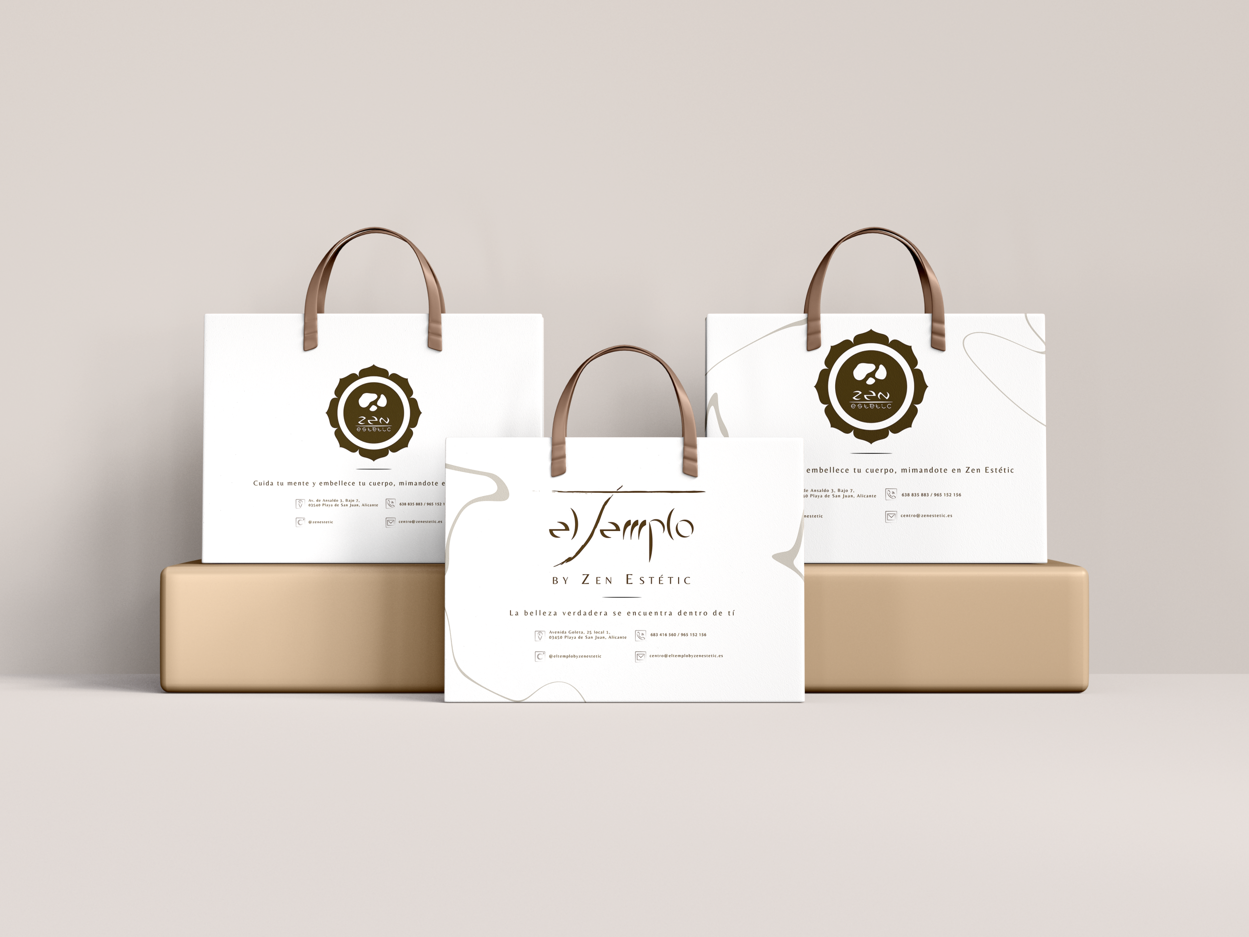 Bolsas personalizadas con logo El Templo by Zen Estétic