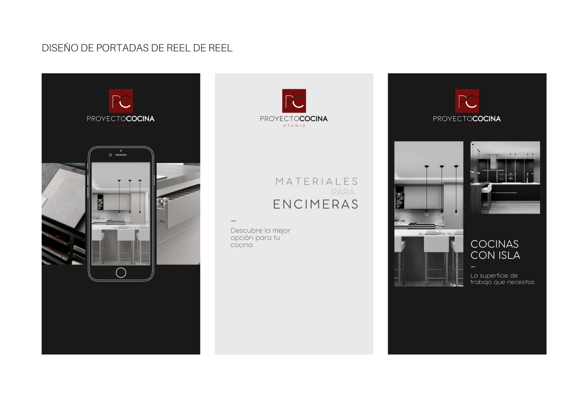 Pantalla móvil con diseño oscuro de Proyecto Cocina