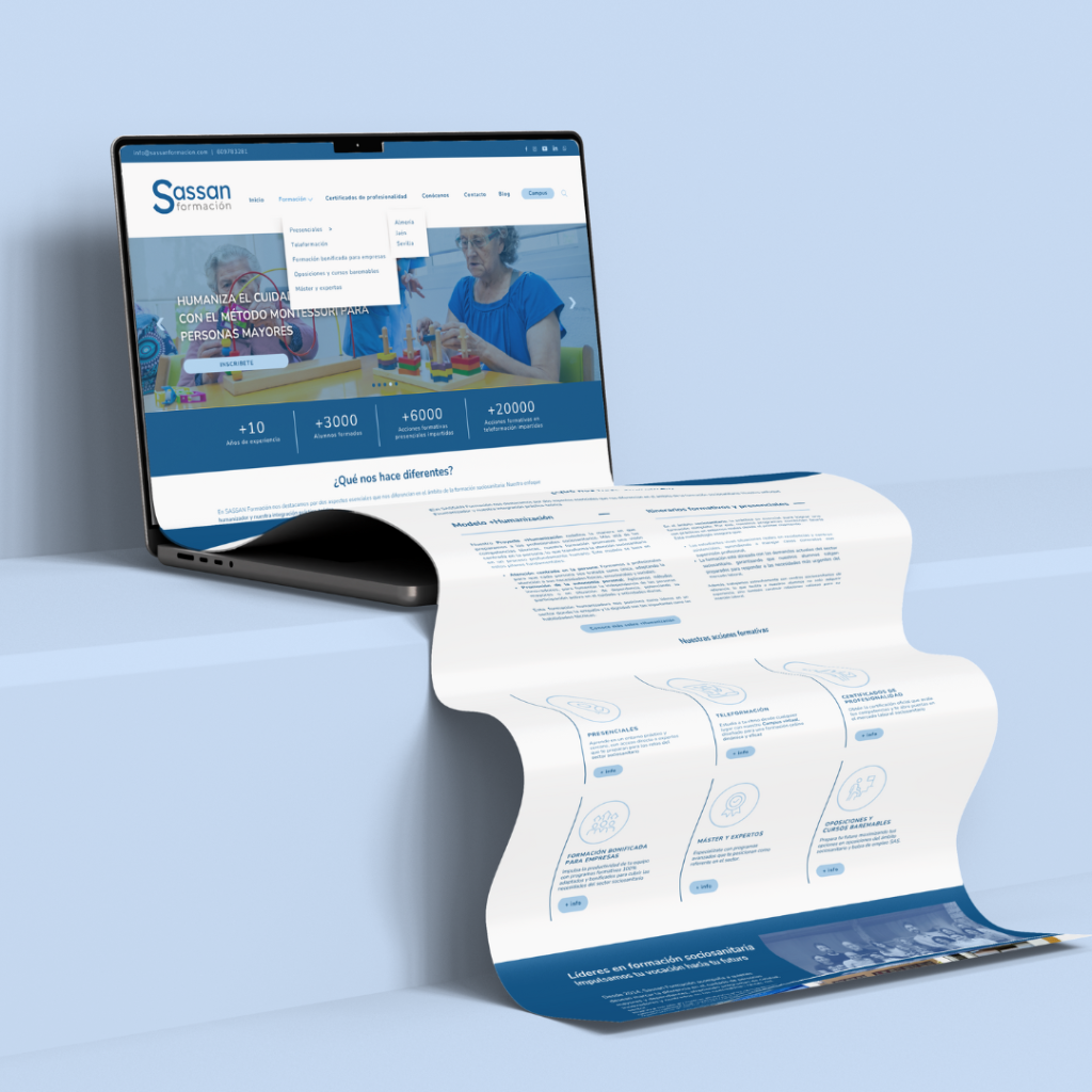 Diseño web desplegado en laptop y dispositivos móviles