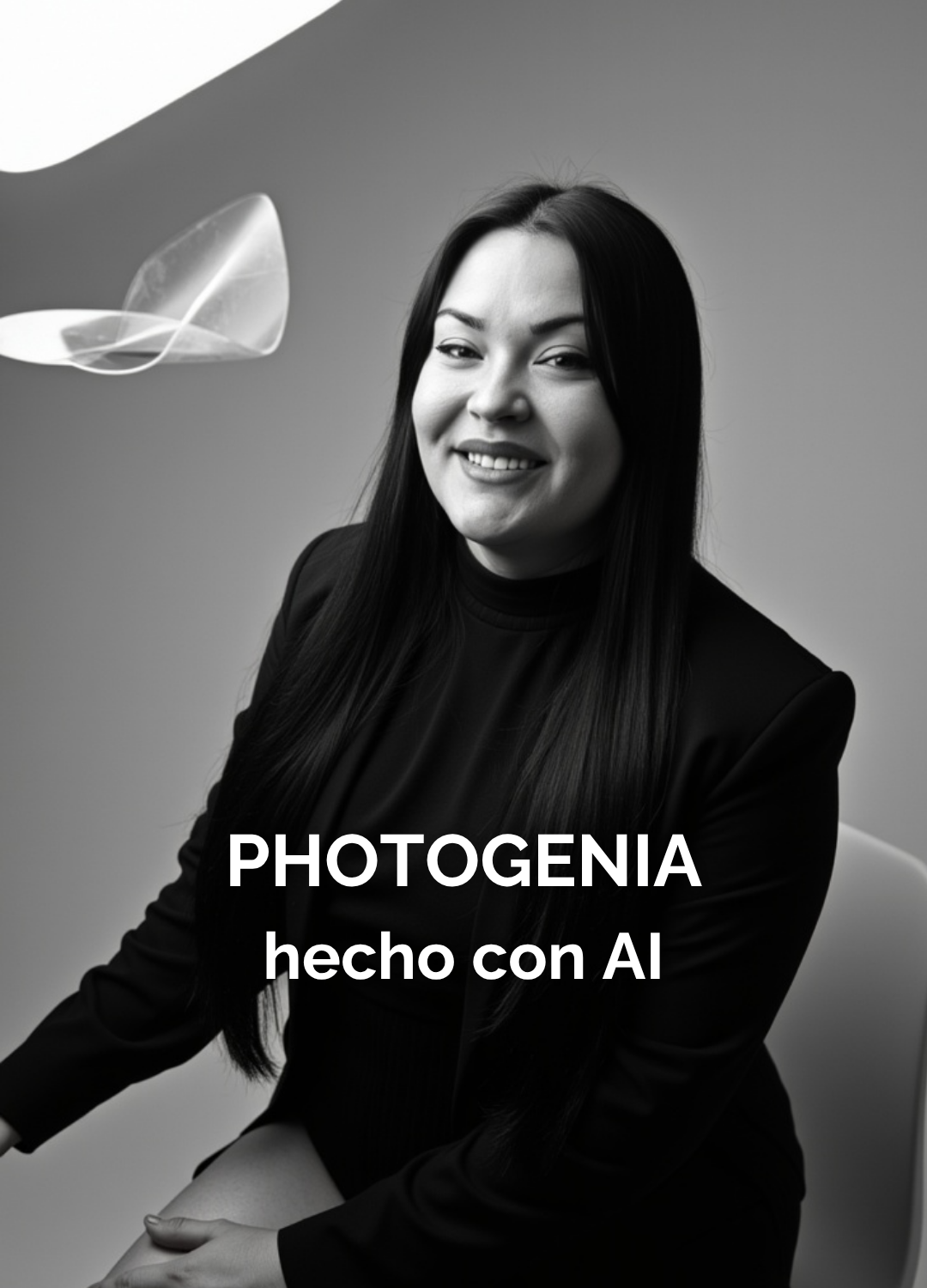 Mujer sonriente con fondo claro, retrato con IA
