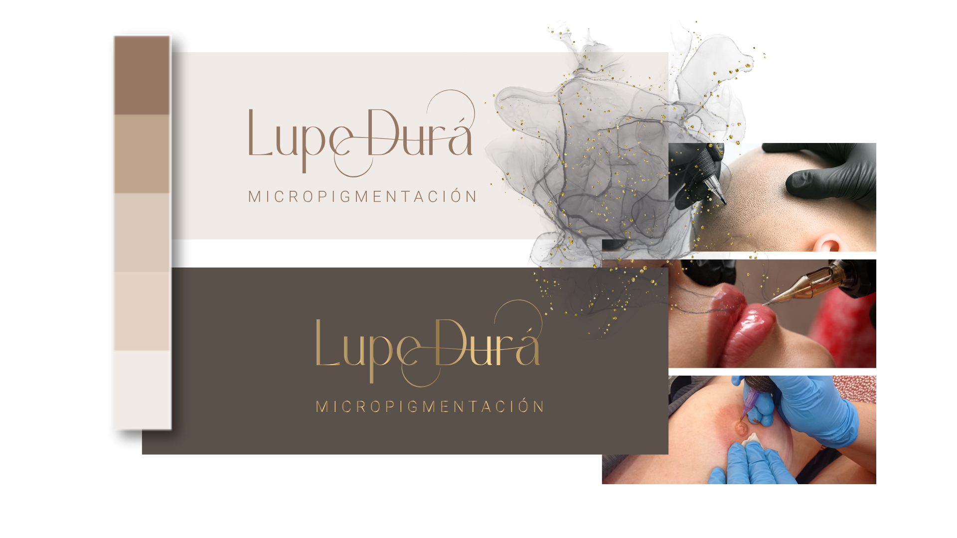 Branding Lupe Durá con fondo beige y tipografía marrón